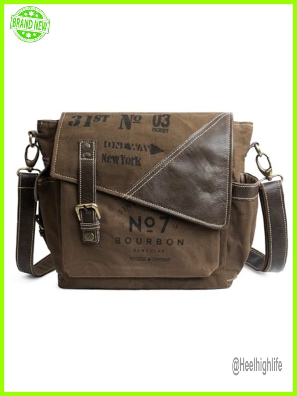 Canvas Leather Messenger Bag Crossbody Shoulder Bag Unisex
